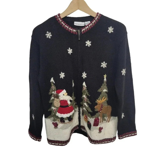 Croft & Barrow Chunky Christmas Santa Cardigan Sweater Small - Picture 1 of 3